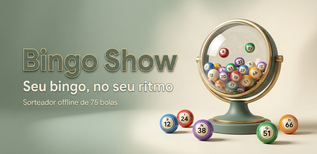 Bingo Show com globo de sorteio e bolas coloridas
